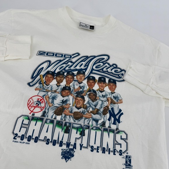 Vintage 2000 World Series Youth New York Yankees Puma Long Sleeve T Shirt XL - Picture 7 of 12